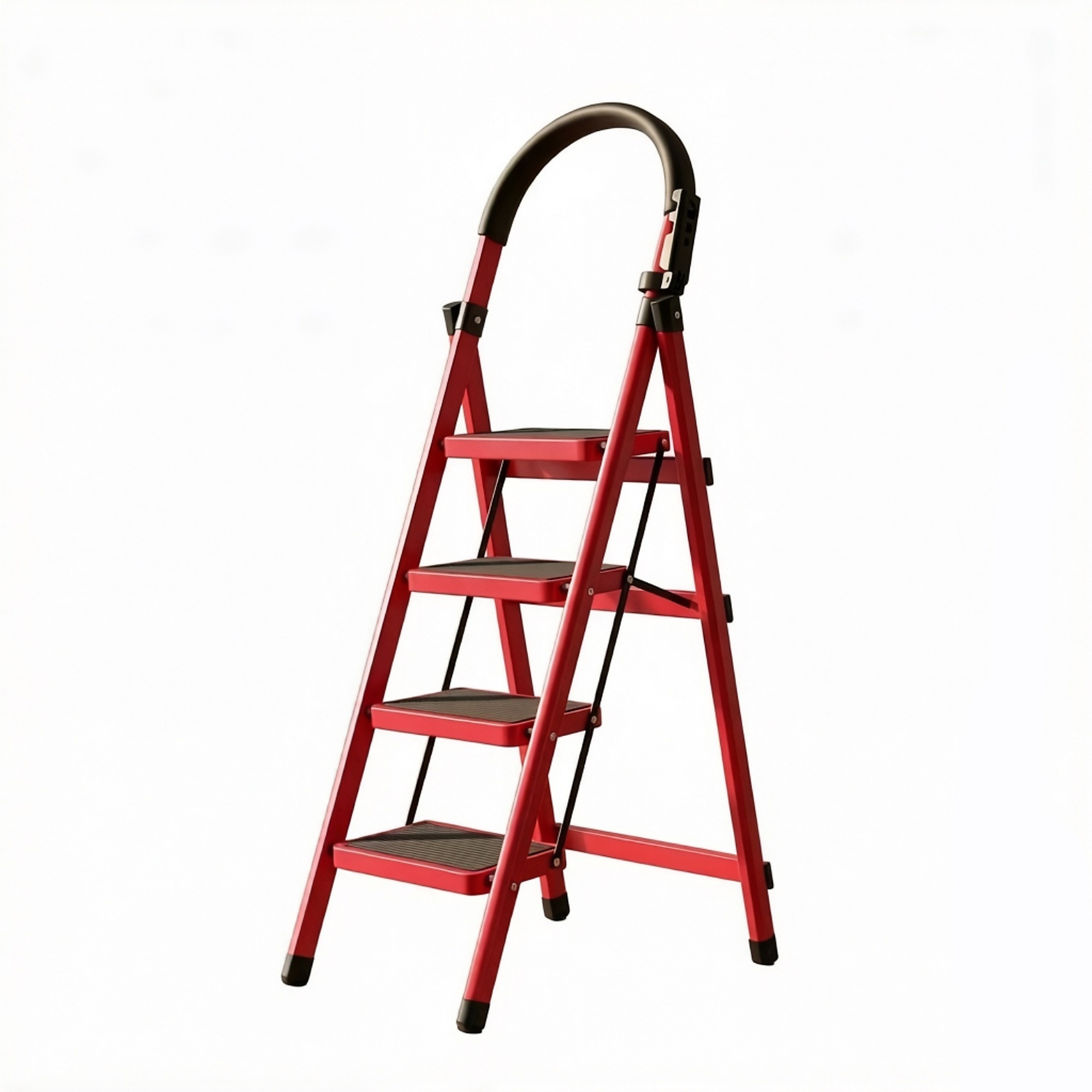 4-Step Foldable Ladders with Shelf and Glue cotton handle in Black